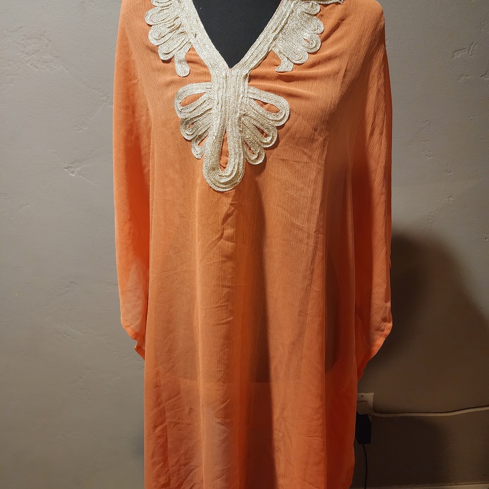 Charlie Paige Orange Dress with Silver Embellishments